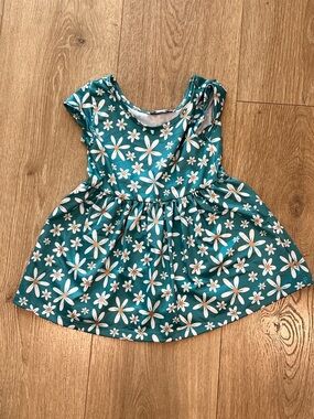 Baby Girls' Teal Daisy Print Casual Dress